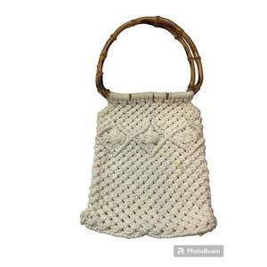 Macrame Bag with Wood Handle